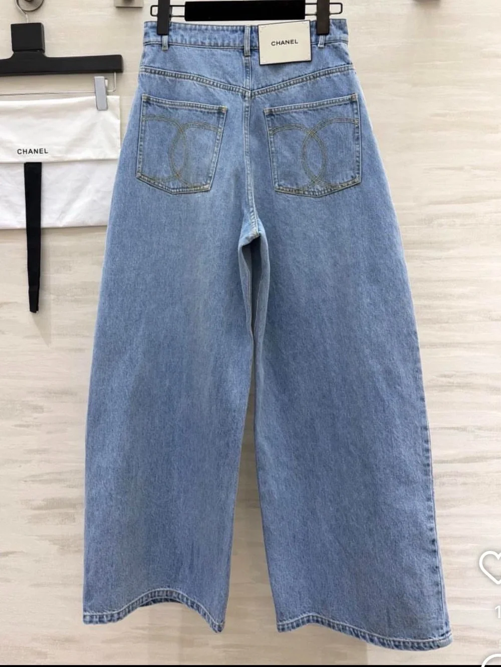 Chanel Jeans Wide-Leg Denim Brand New w/Tags Gold Button and Details Size 40